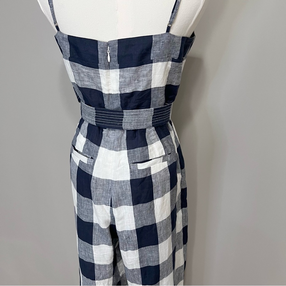 J. Crew 100% Linen Gingham Beauchamps Jumpsuit Size 4 - Picture 7 of 11